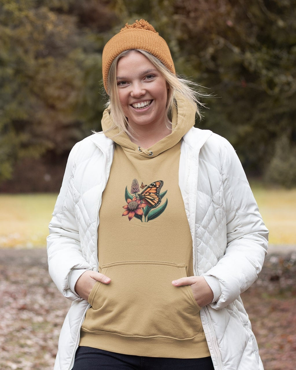Woman's Sustainable Hoodie – Butterflies