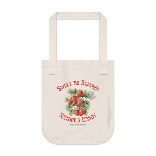 Eco-Friendly Vintage Strawberry Tote Bag